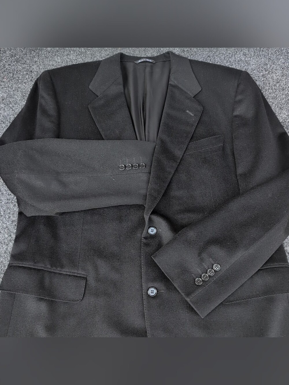 Vtg Canali Jacket Mens 52R 42US Black Loro Piana Wool Suede Sports Coat Italy